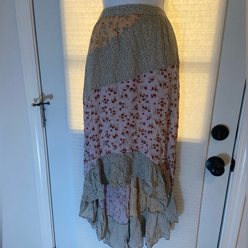 Long, flowy American Eagle patchwork skirt. Front length- 25” back length-38” - Picture 2 of 3